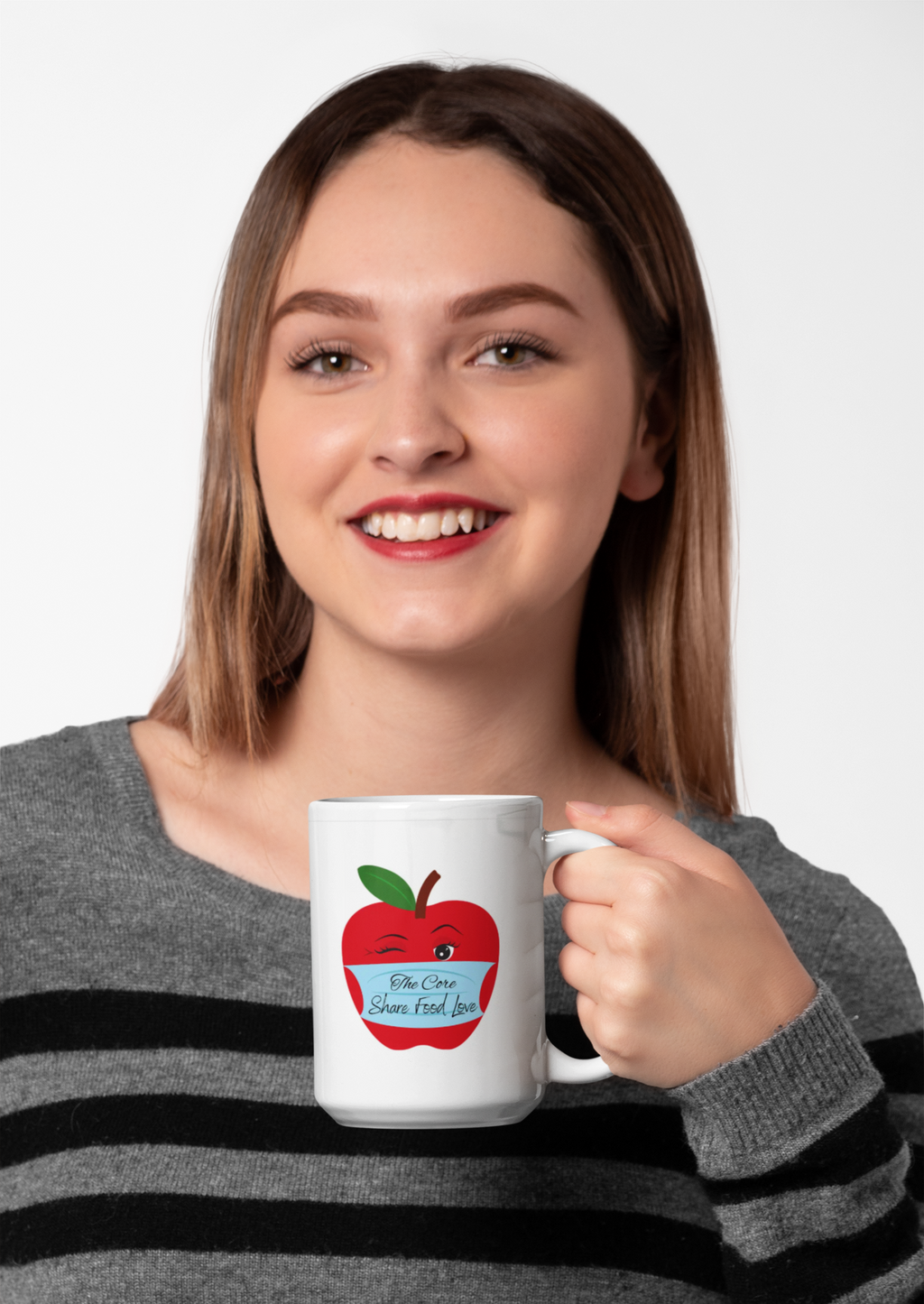 Winking Apple Design 15oz mug | "Share Food Love"
