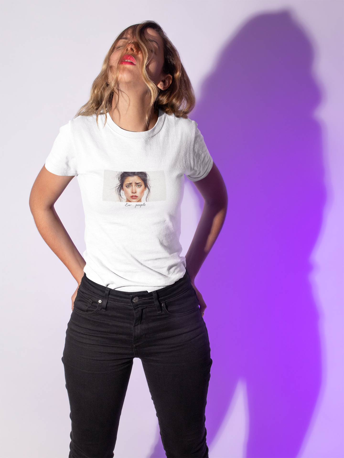 Ew... People T-Shirt | Watercolor Woman Face, Emotional Art Tee 2