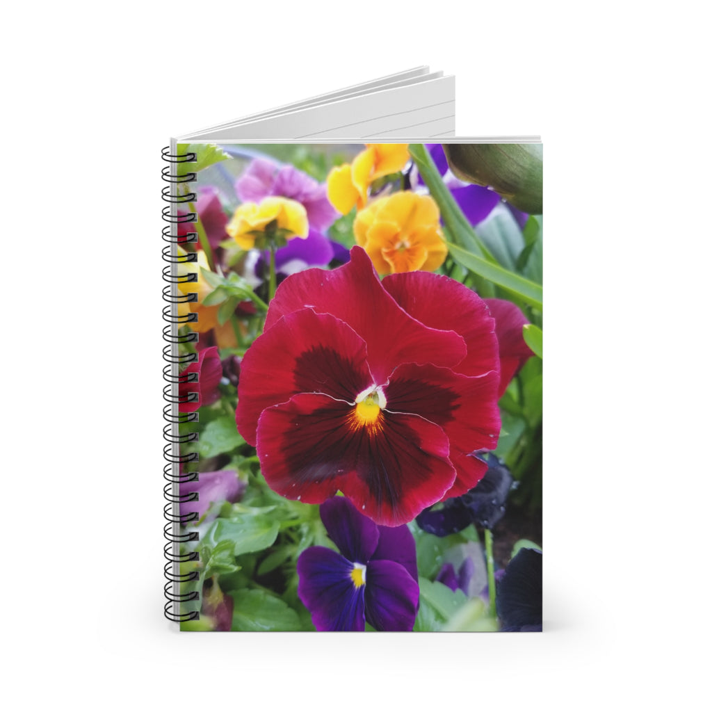 Red Pansy Floral Spiral Notebook | Ruled Journal