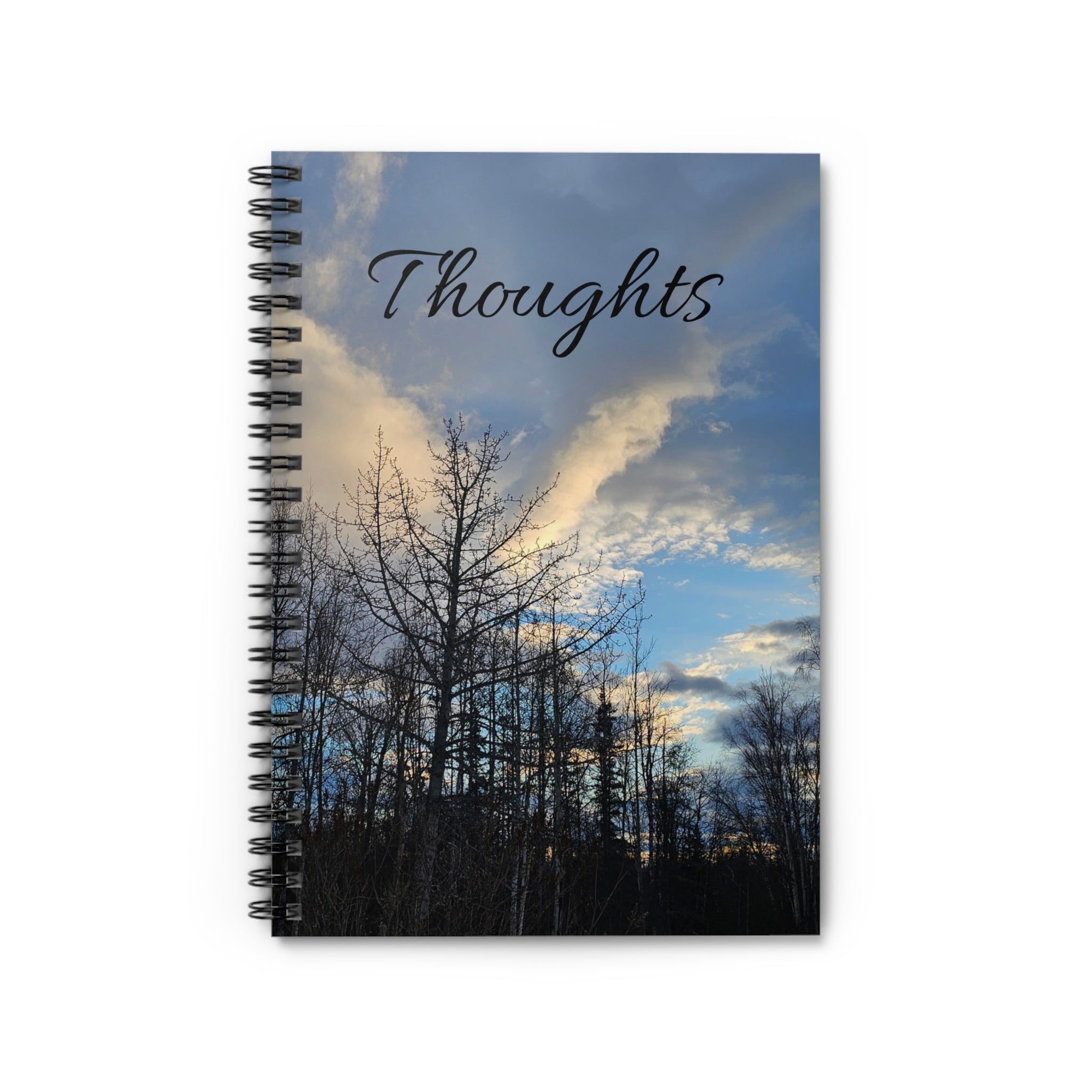 Sunset Clouds Over Bare Trees Thoughts Spiral Notebook, Ruled Journal