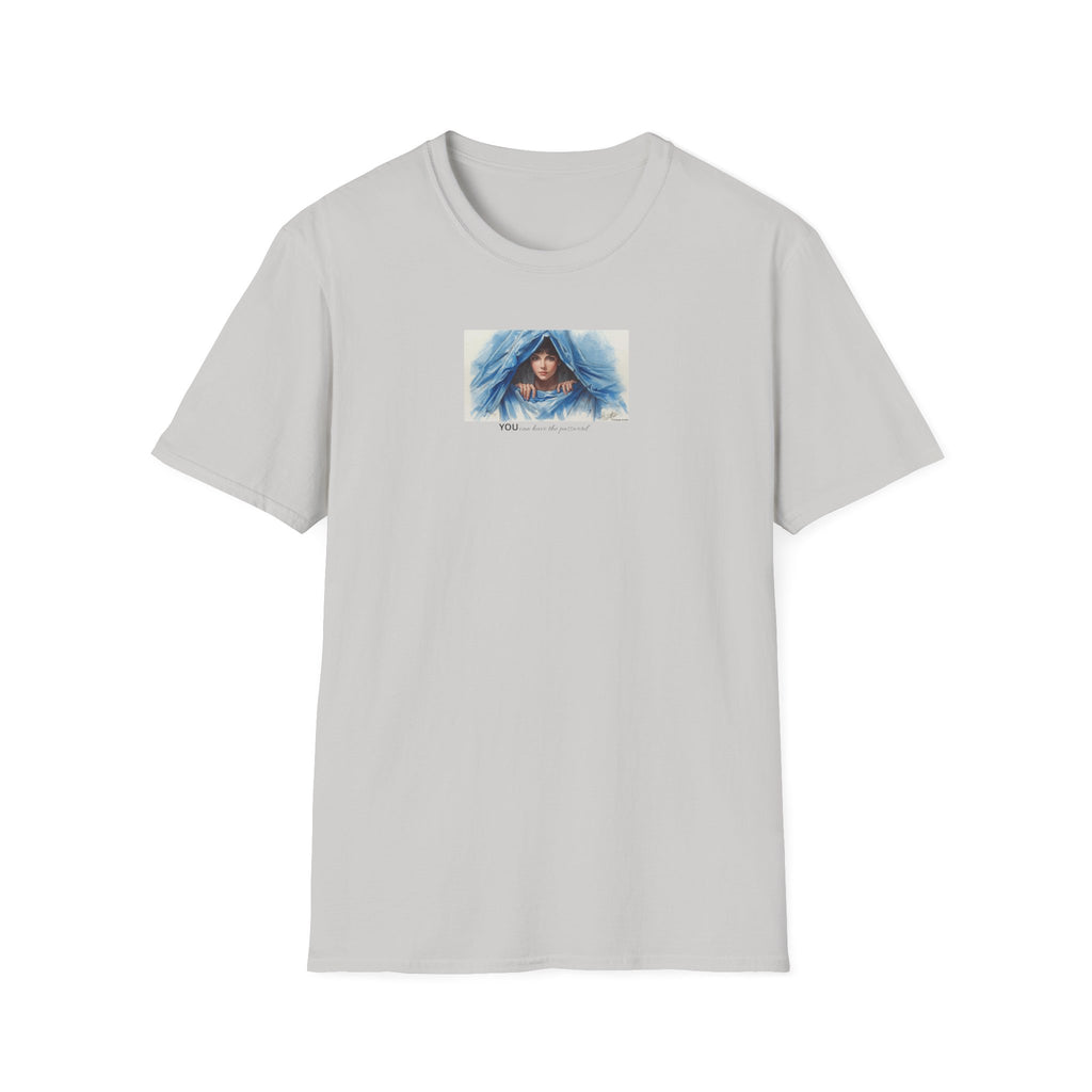 Blue Hooded Woman Illustration T-Shirt | Watercolor Portrait, Fun, Cheeky, Wearable Sayings