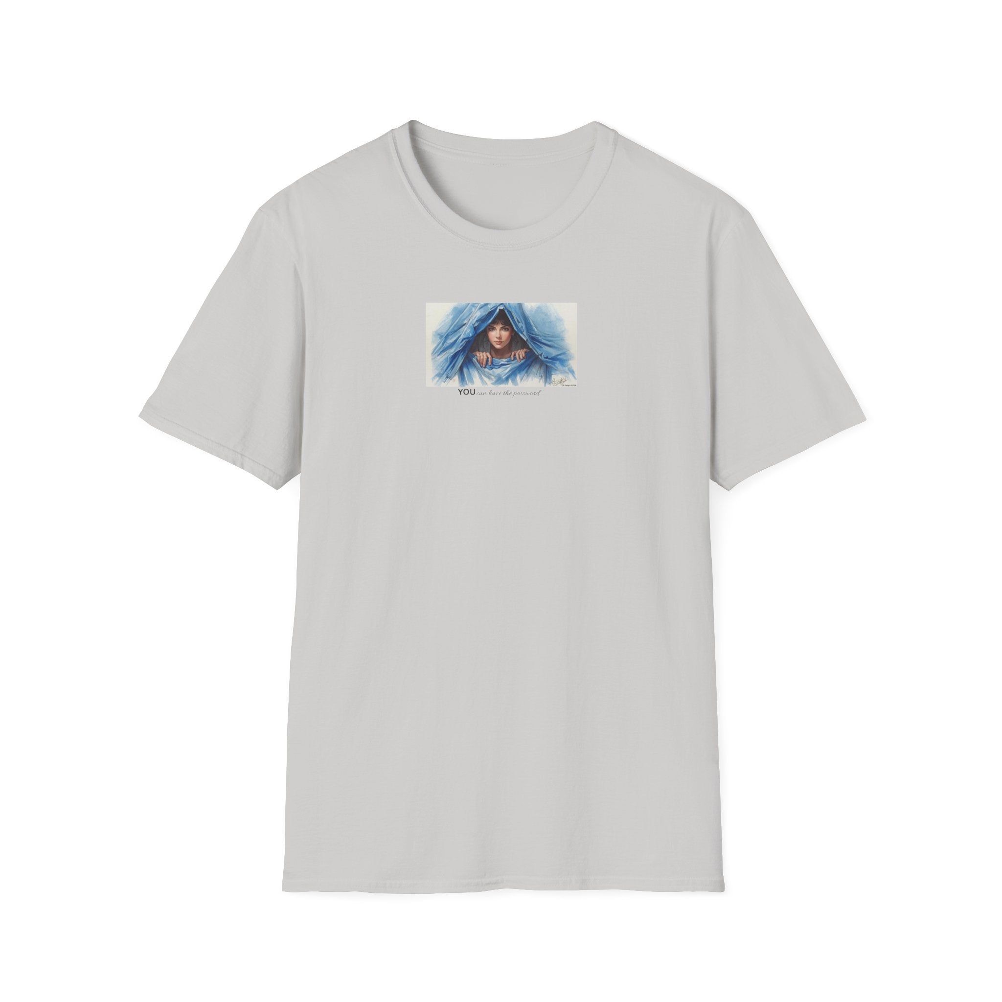 Blue Hooded Woman Illustration T-Shirt | Watercolor Portrait, Fun, Cheeky, Wearable Sayings