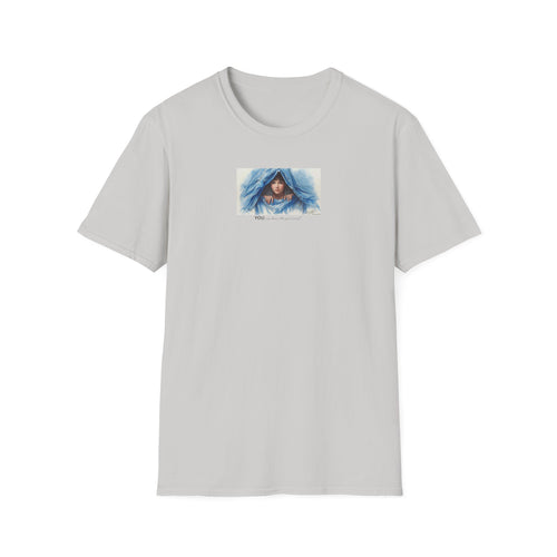 Blue Hooded Woman Illustration T-Shirt | Watercolor Portrait, Fun, Cheeky, Wearable Sayings