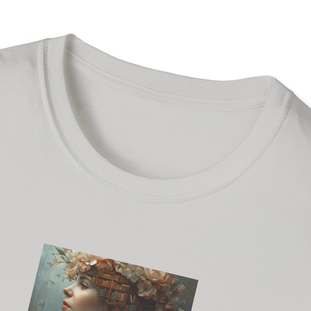 Floral into the library T-Shirt | Woman Face Art, Botanical Hair