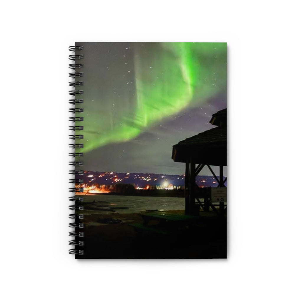 Aurora Night Spiral Notebook — Lined Journal for Travel, Nature & Stargazing Notes