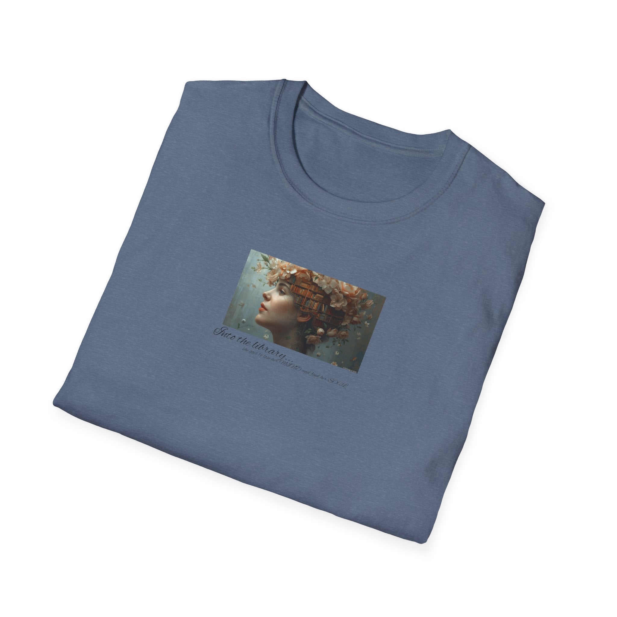 Floral into the library T-Shirt | Woman Face Art, Botanical Hair