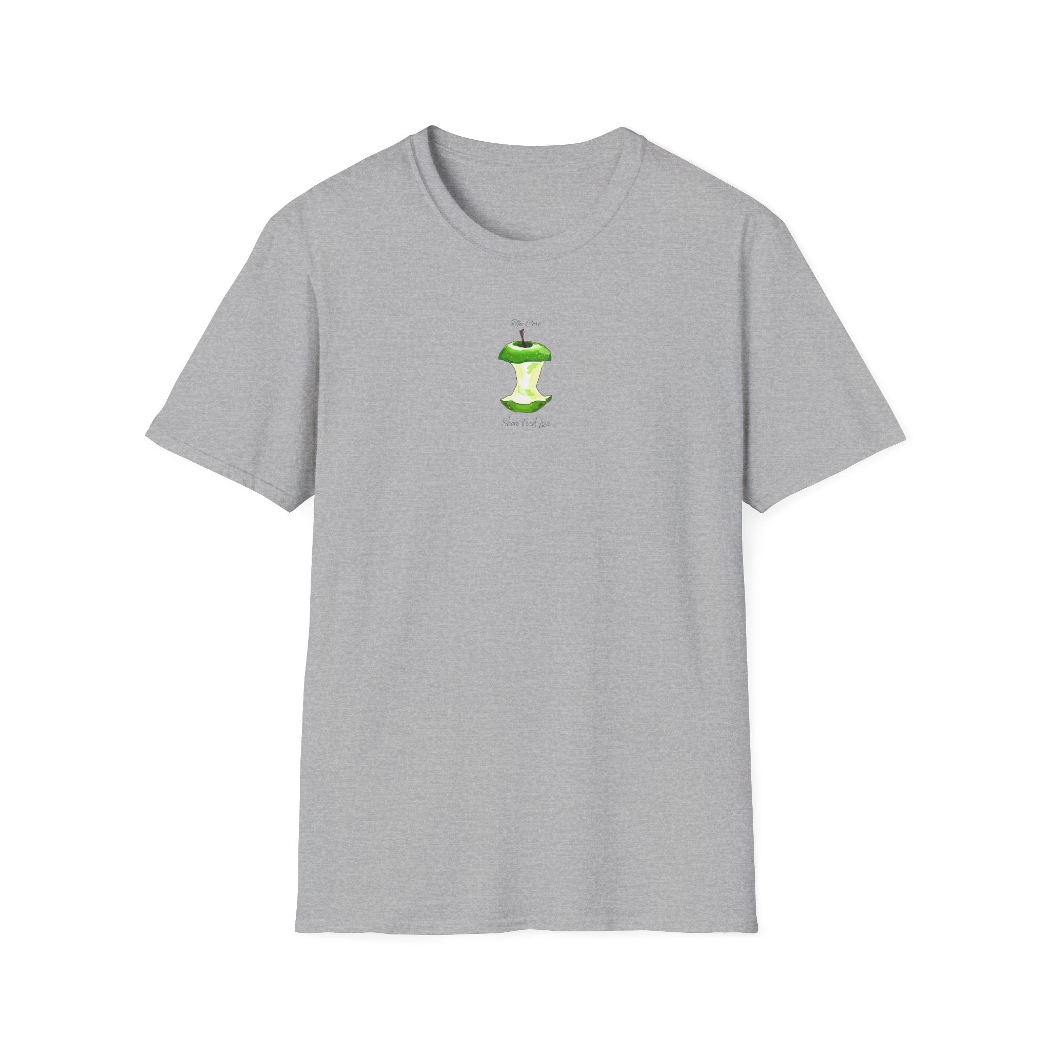 Apple Core Minimalist T‑Shirt — Cute Green Apple Core Graphic Tee