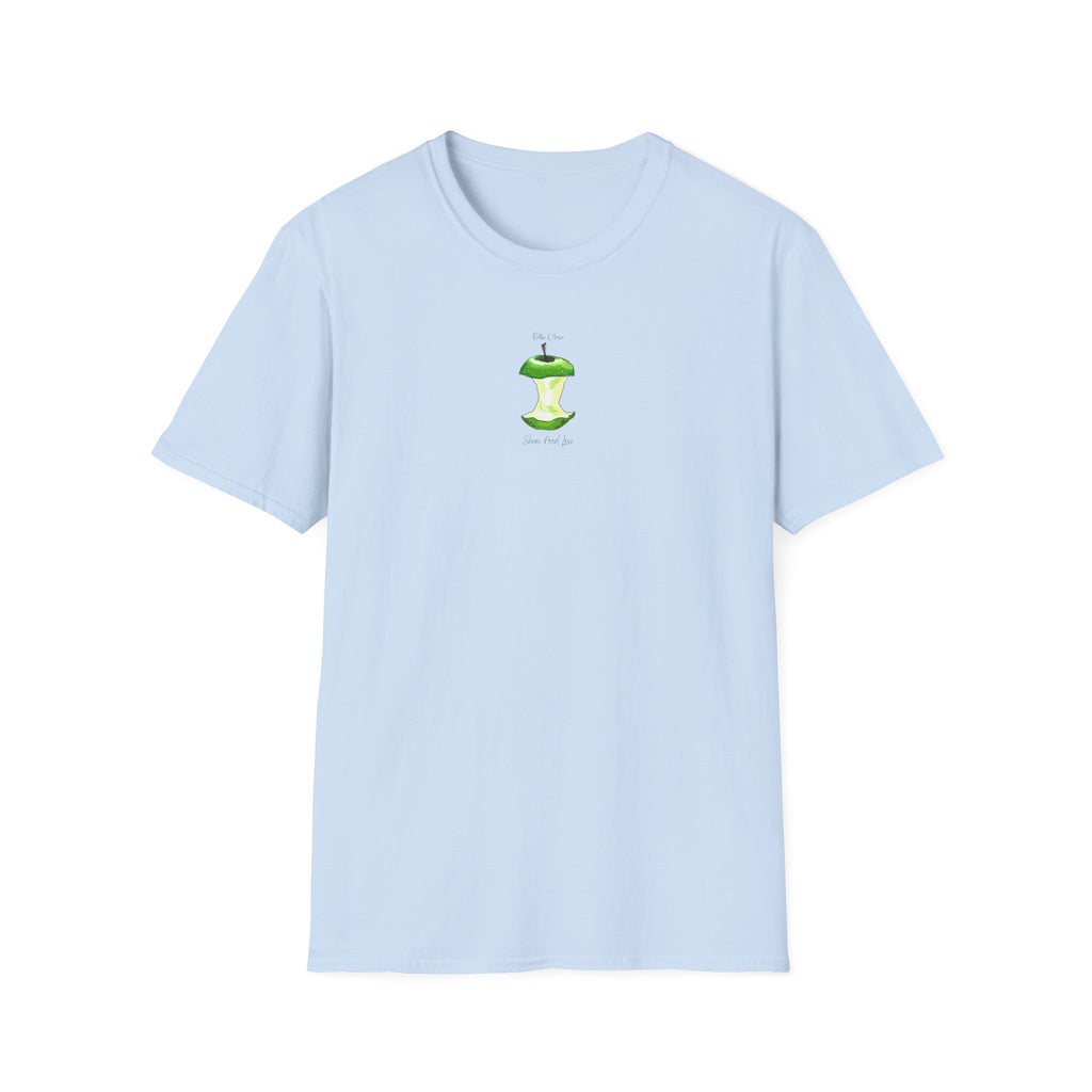 Apple Core Minimalist T‑Shirt — Cute Green Apple Core Graphic Tee