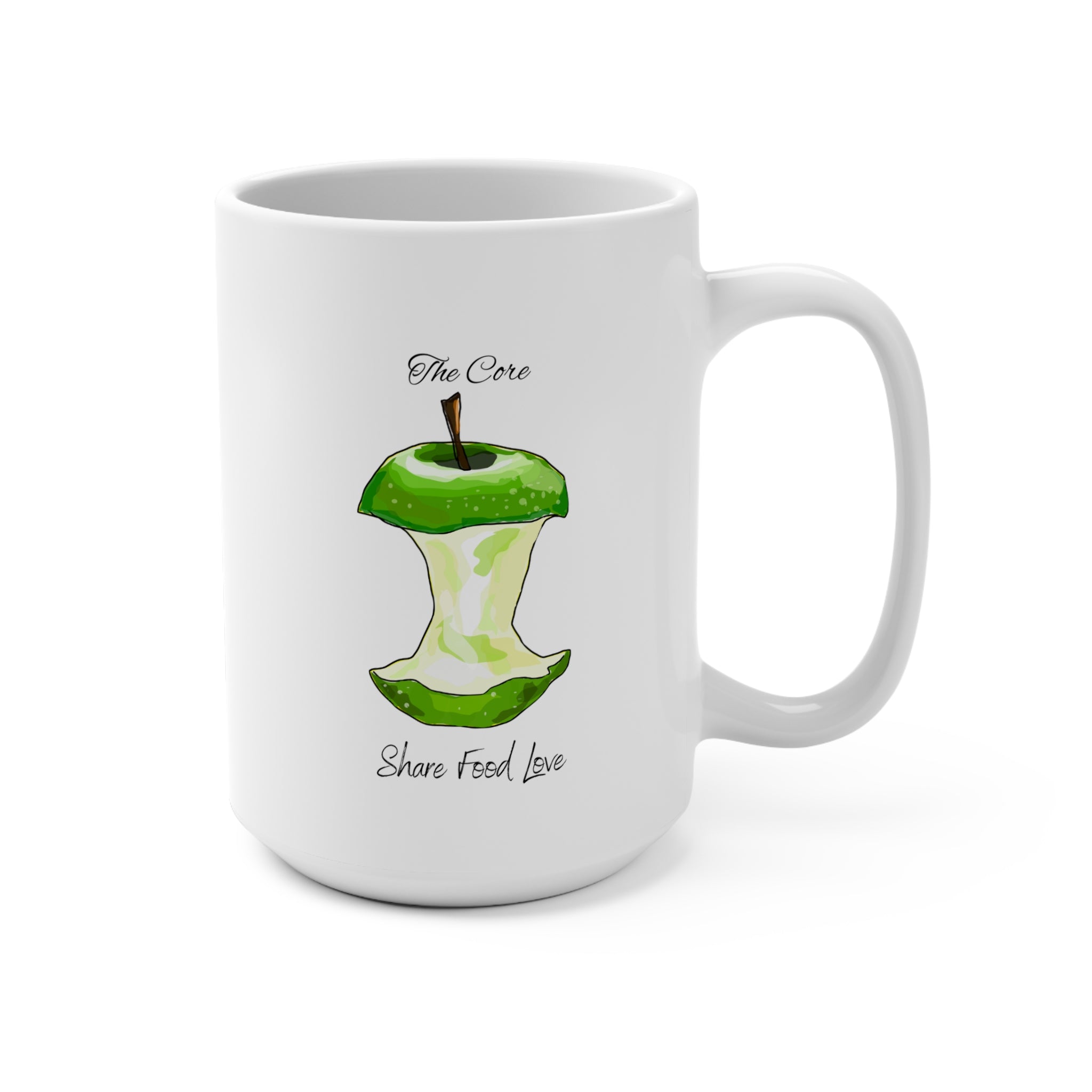 'The Core' Green Apple Core Design | 15oz mug | Share Food Love Coffee Cup