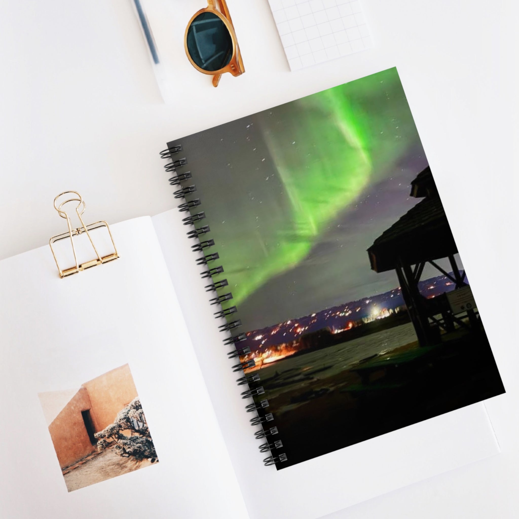Aurora Night Spiral Notebook — Lined Journal for Travel, Nature & Stargazing Notes