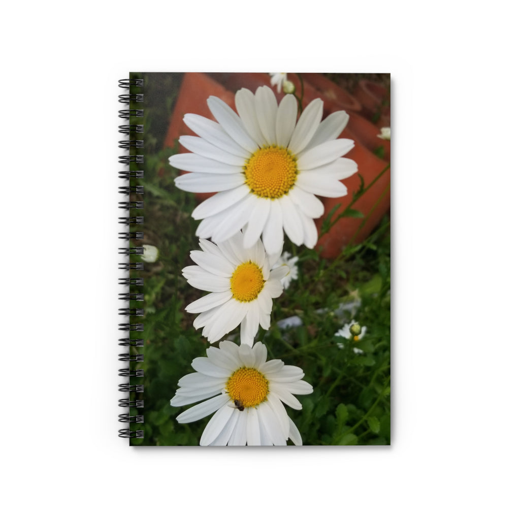 White Daisy Floral Notebook | Spiral Ruled Journal