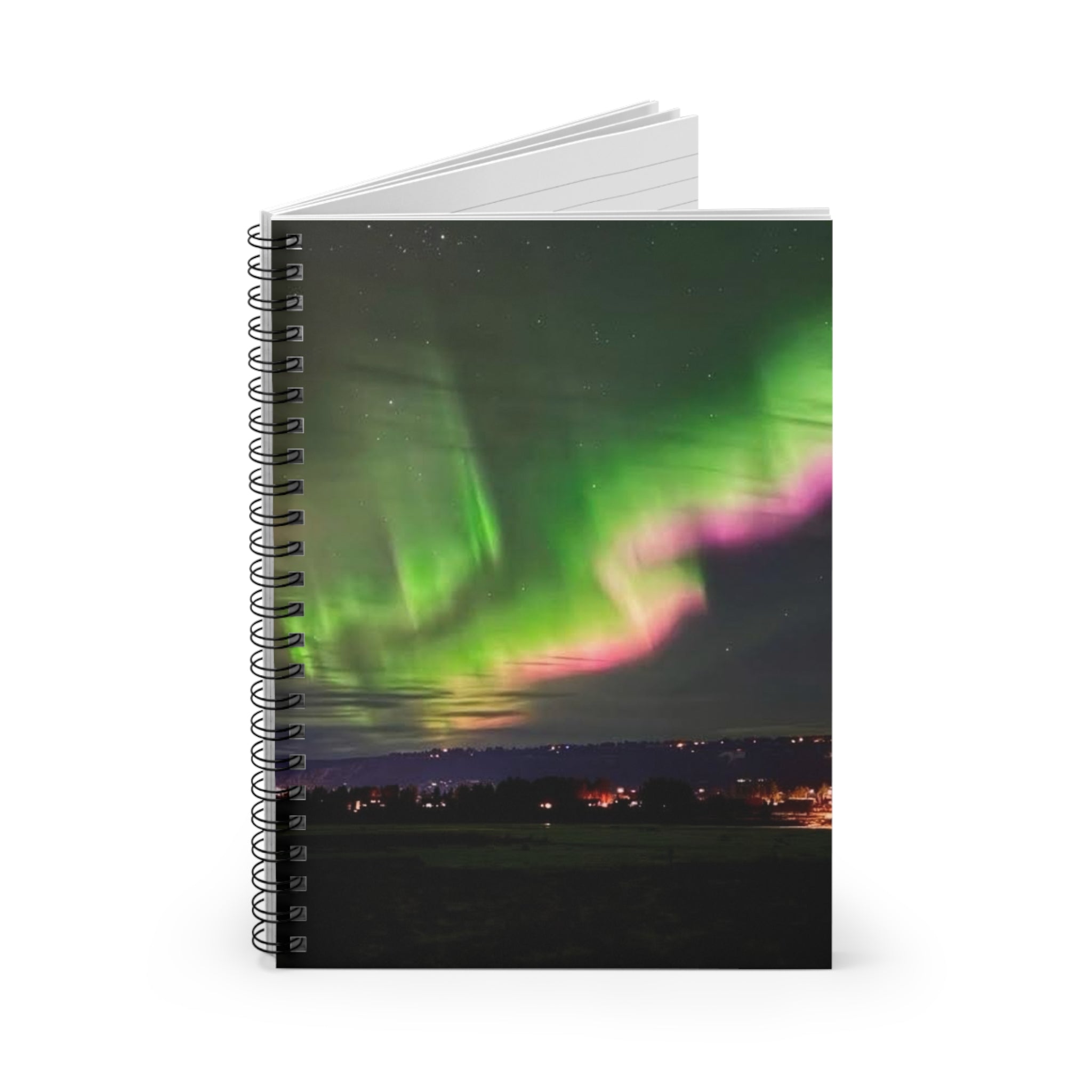 Aurora Night Spiral Notebook — Northern Lights Ruled Journal for Travel, Study & Gift