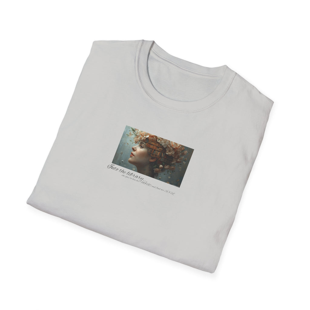 Floral into the library T-Shirt | Woman Face Art, Botanical Hair