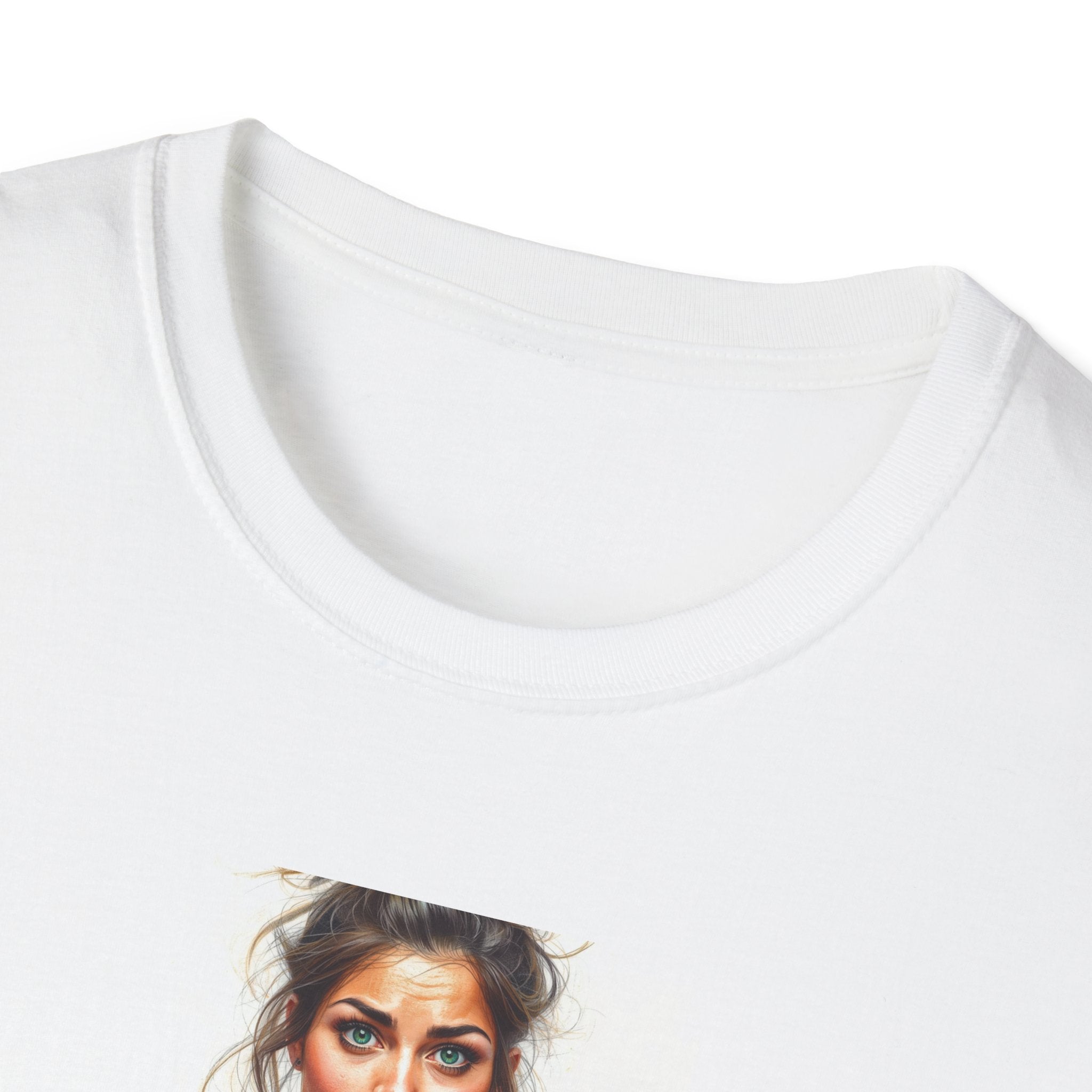 Realistic Watercolor Woman Portrait, Okay Coffee... let's DO this! T-Shirt | Small Chest Print, Minimal Art Tee