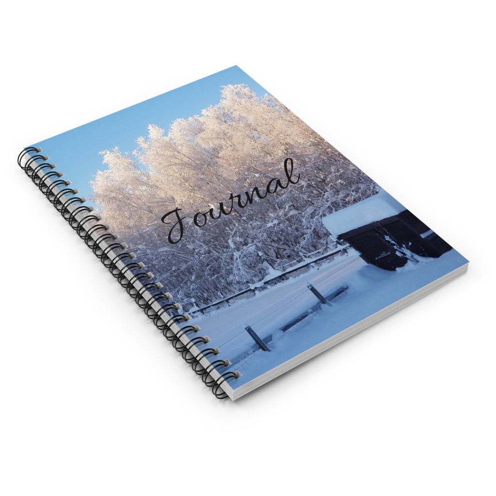 Winter Snow Trees Journal spiral notebook | snowy landscape ruled notebook