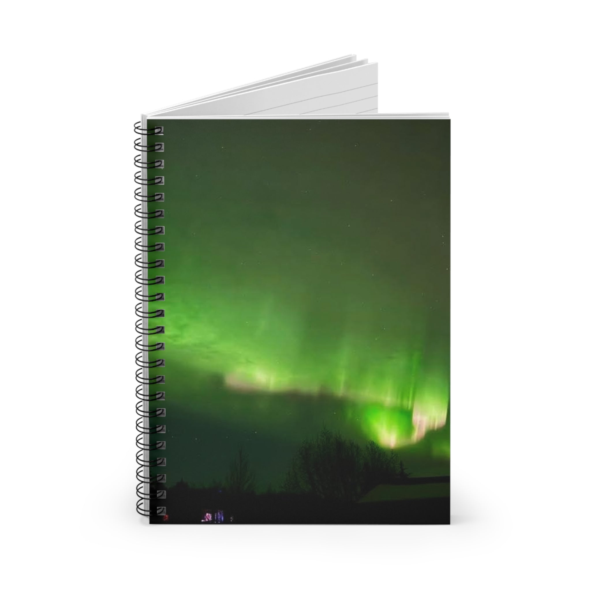 Aurora Night Spiral Notebook — Northern Lights Ruled Journal