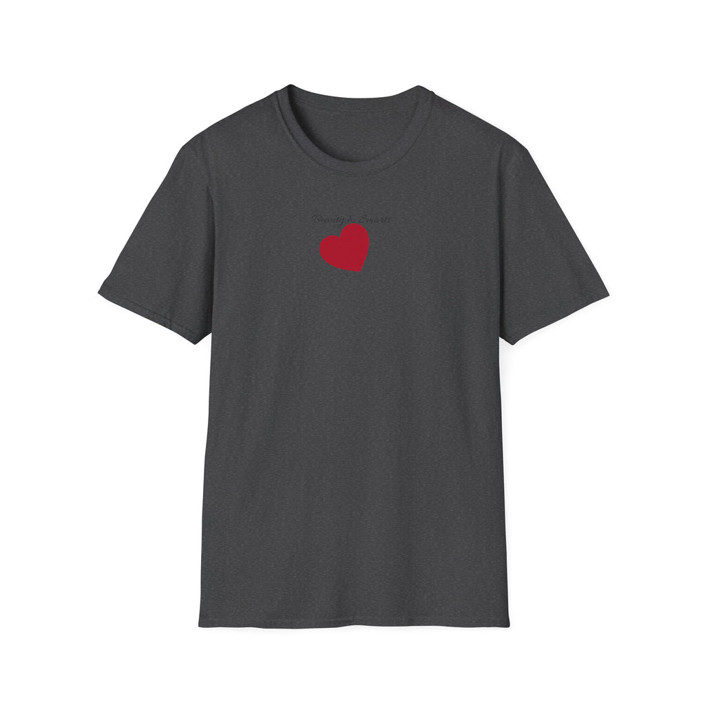 Beautiful and Smart with Red Heart T-Shirt — Small Chest Heart Graphic Beautiful and Smart with heart, this gal.