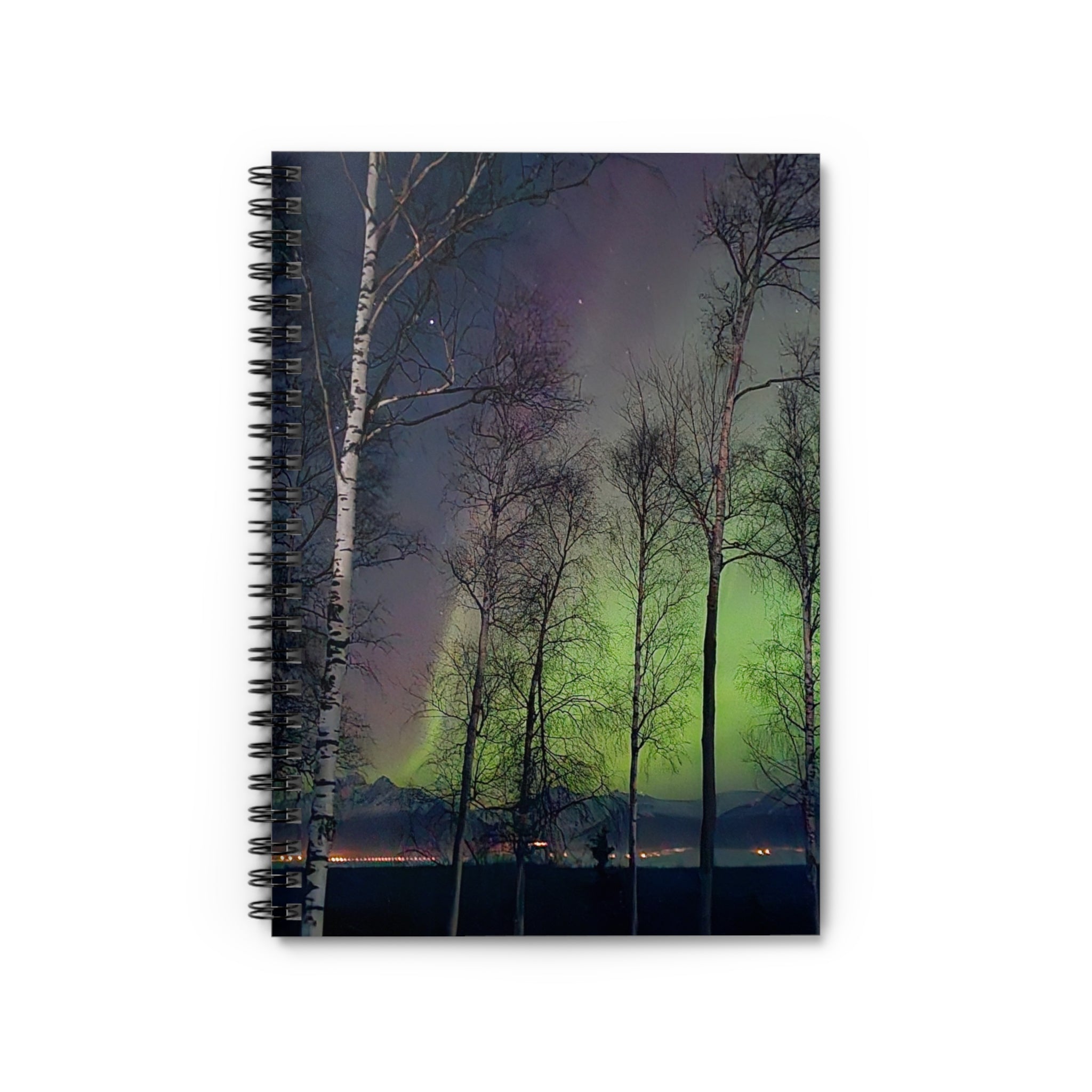 Aurora Borealis Birch Trees Spiral Notebook | Ruled Journal