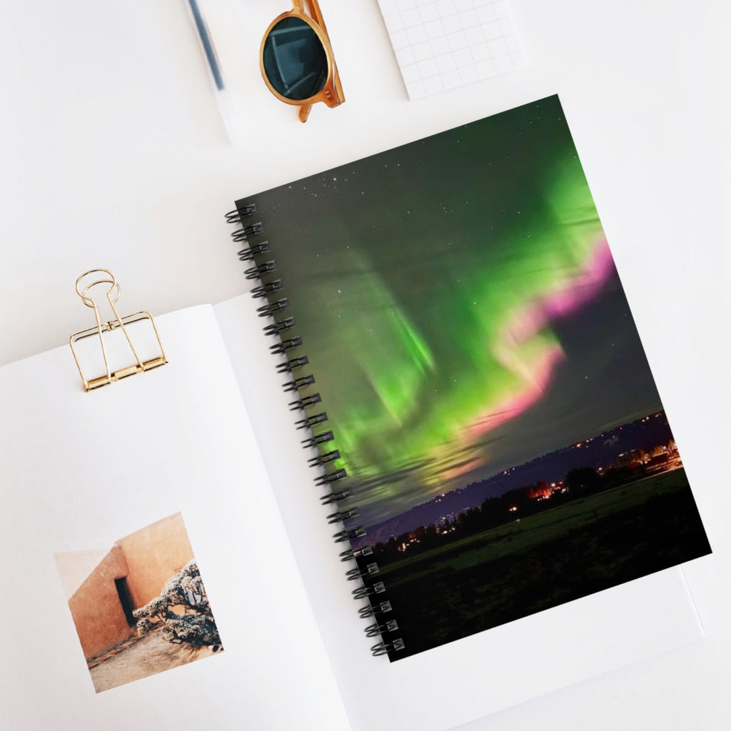 Aurora Night Spiral Notebook — Northern Lights Ruled Journal for Travel, Study & Gift