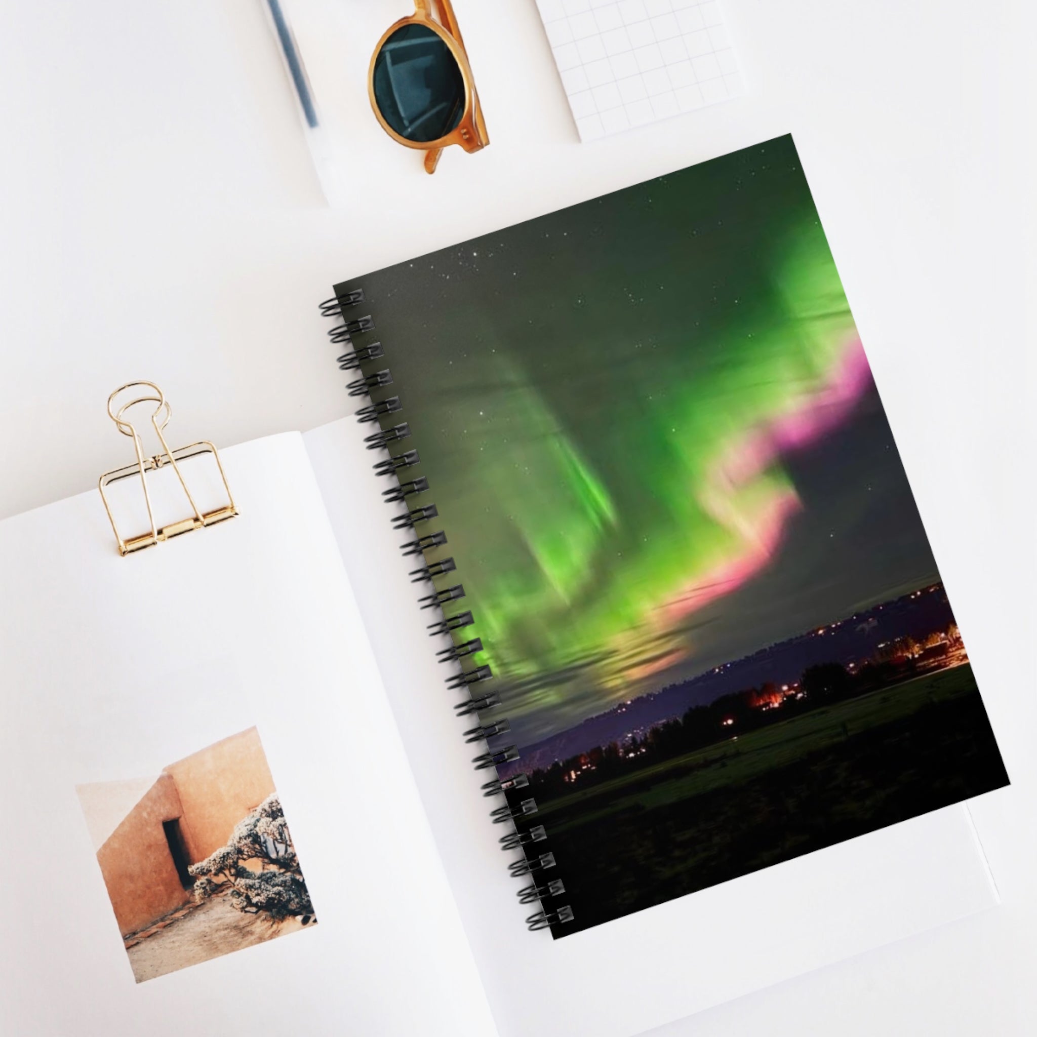 Aurora Night Spiral Notebook — Northern Lights Ruled Journal for Travel, Study & Gift