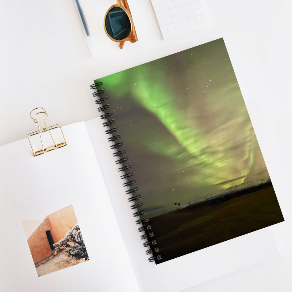 Aurora Night Spiral Notebook – Ruled Journal for Notes & Travel Logs