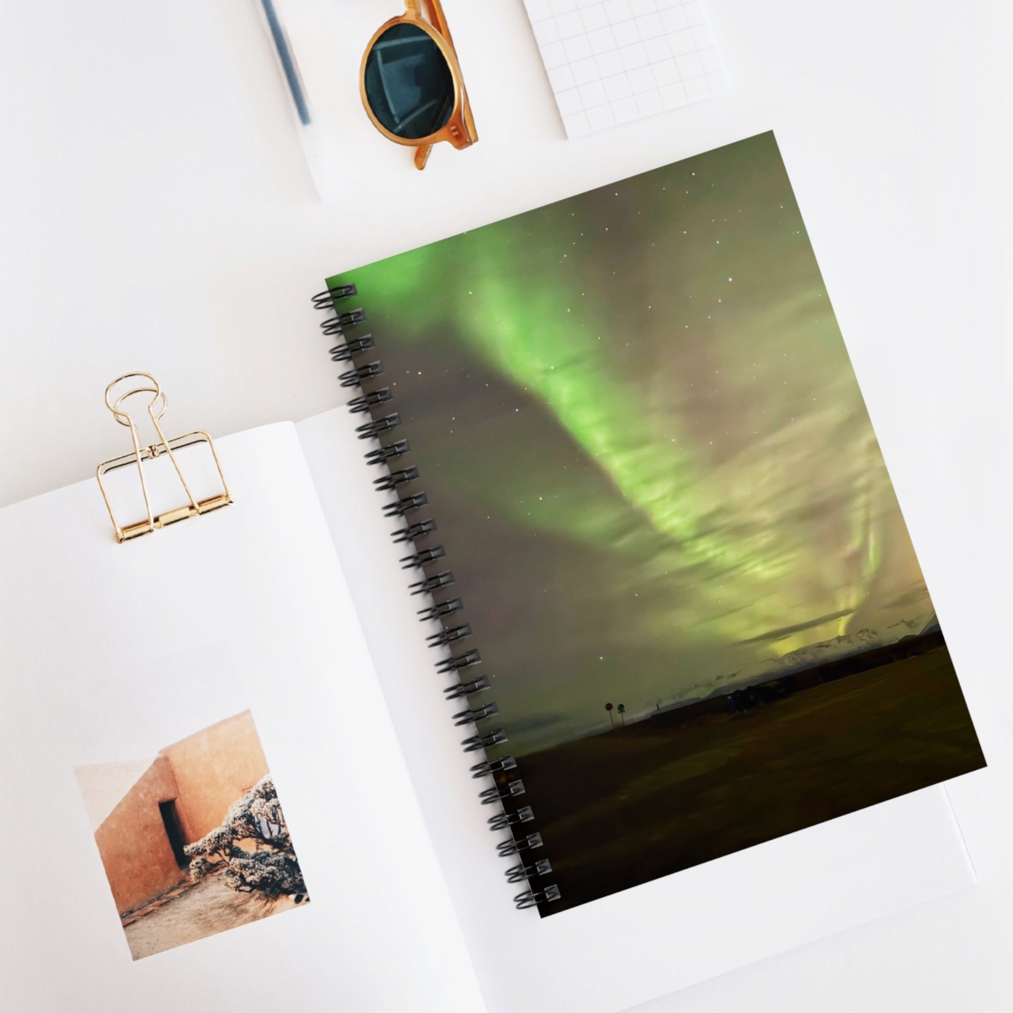Aurora Night Spiral Notebook – Ruled Journal for Notes & Travel Logs