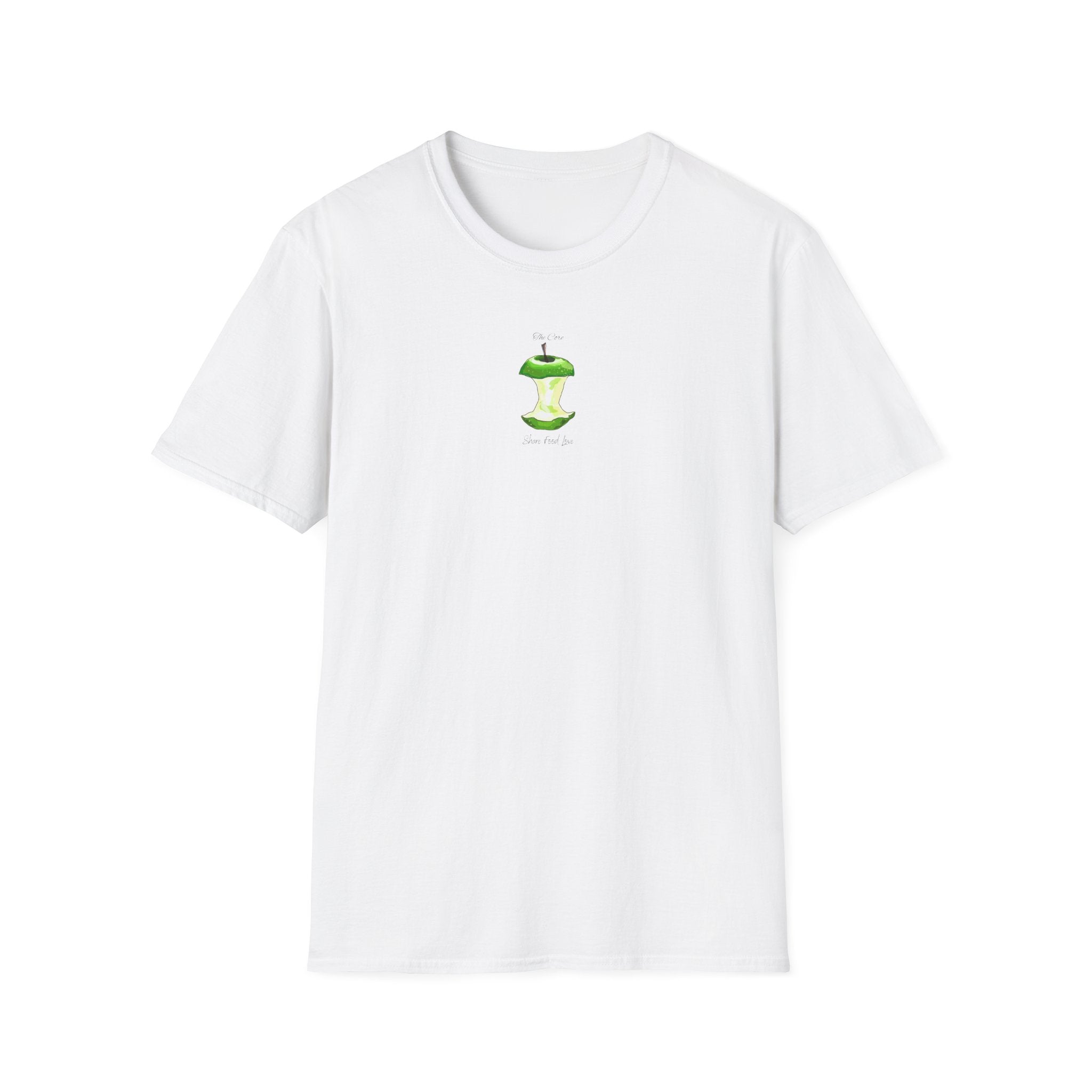 Apple Core Minimalist T‑Shirt — Cute Green Apple Core Graphic Tee