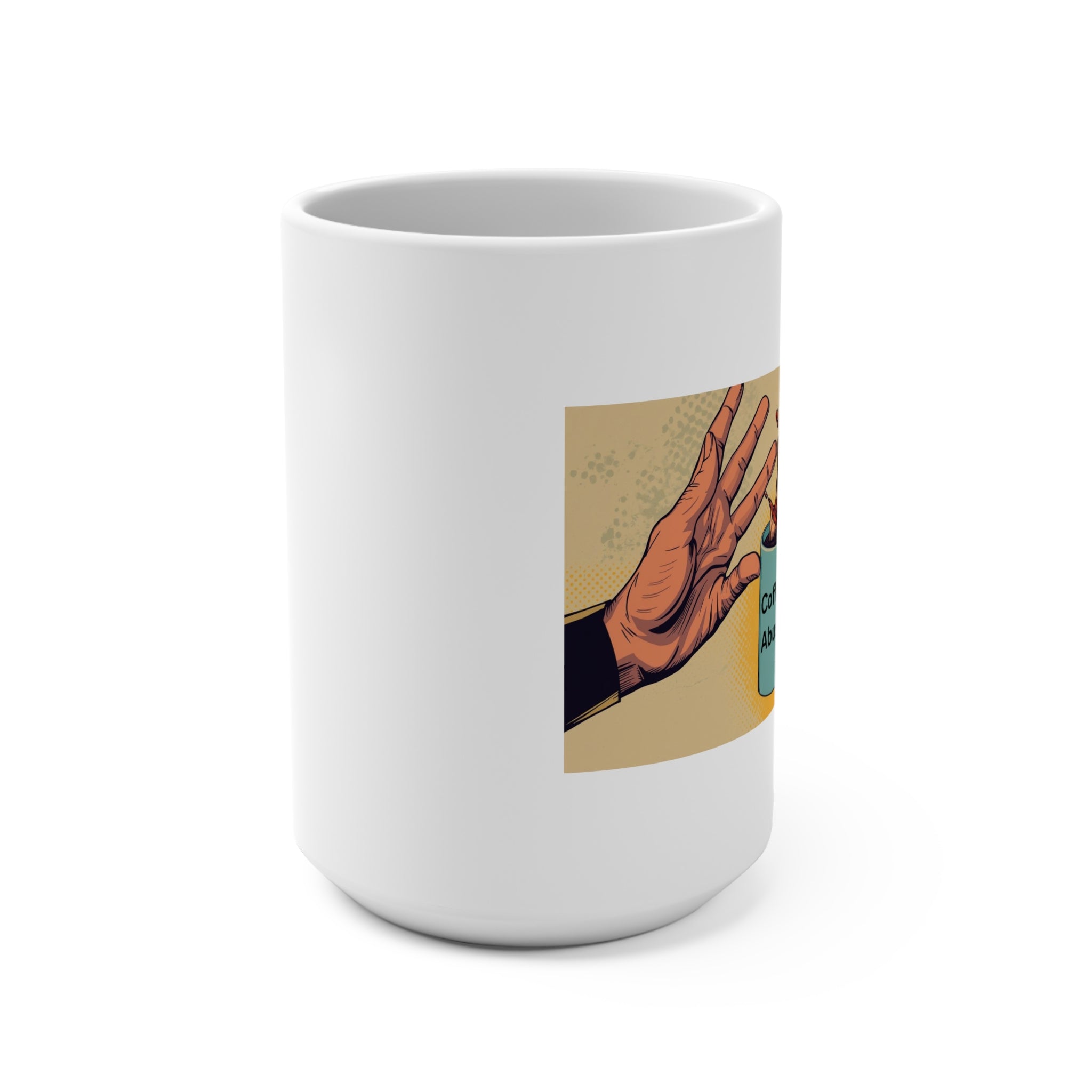 Coffee Abuse Mug | Pop Art Hands Spilling Coffee, Retro Comic Design
