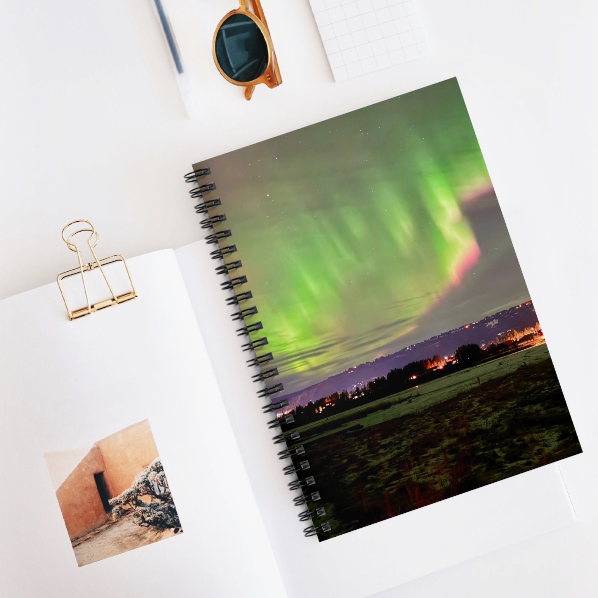 Aurora Night Spiral Notebook — Lined Journal with Northern Lights Cover
