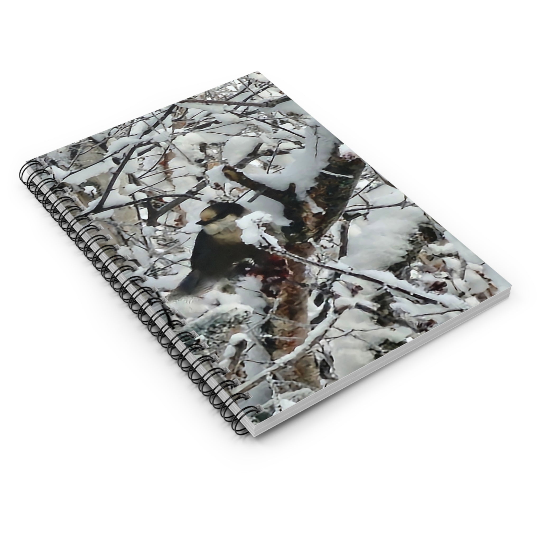 Chickadee in Snow Spiral Notebook | Winter Bird Photography, Ruled Journal