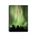 Aurora Night Spiral Notebook — Green Northern Lights Ruled Journal
