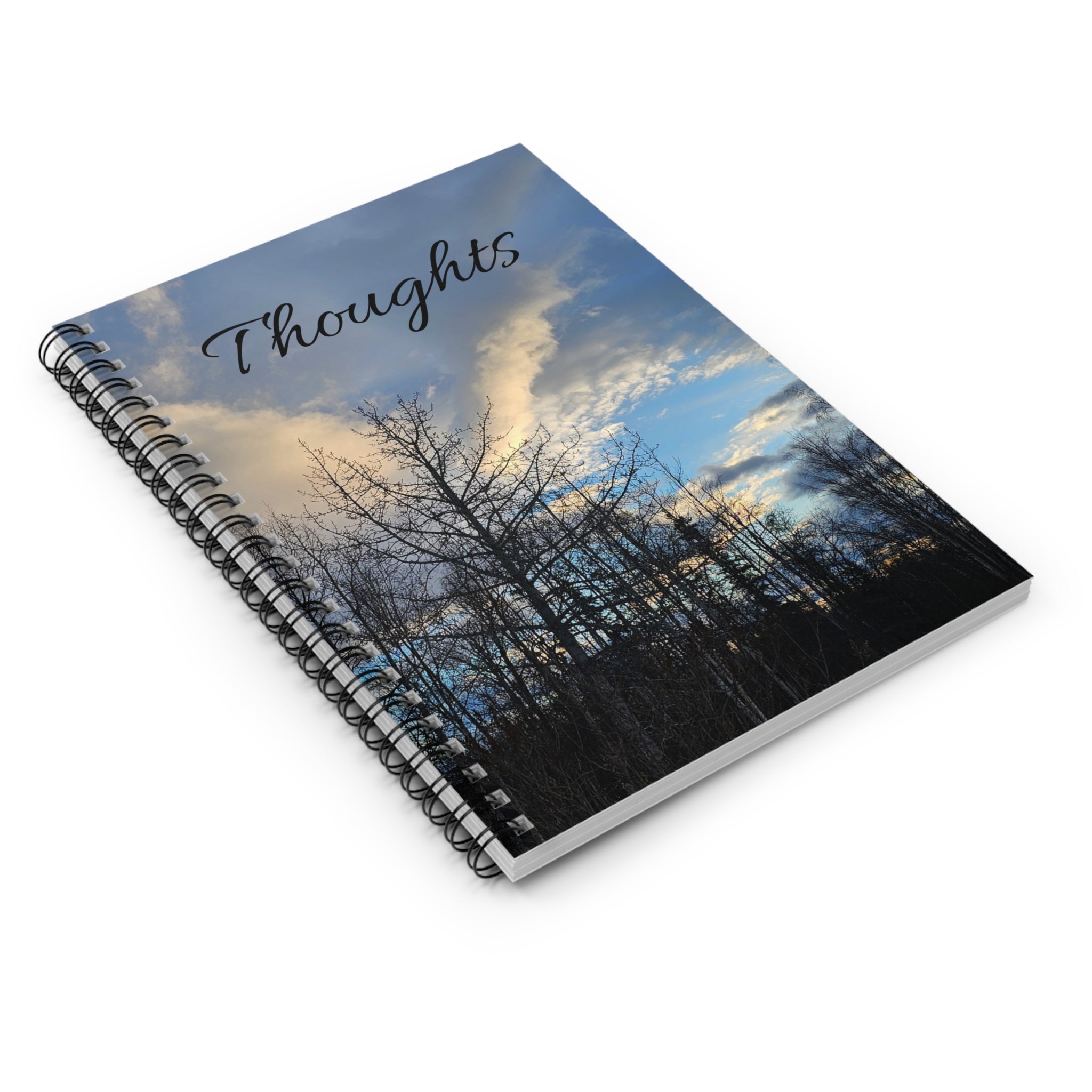 Sunset Clouds Over Bare Trees Thoughts Spiral Notebook, Ruled Journal
