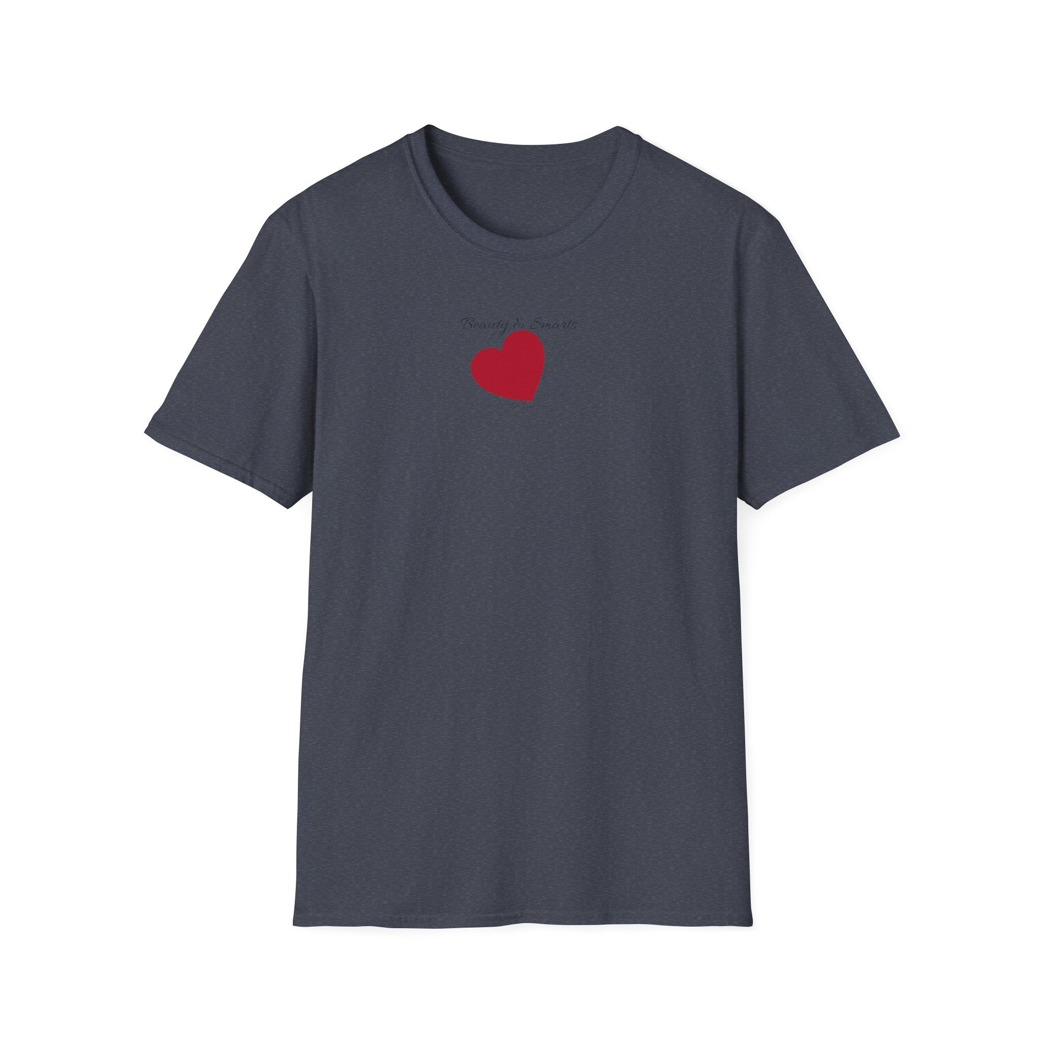 Beautiful and Smart with Red Heart T-Shirt — Small Chest Heart Graphic Beautiful and Smart with heart, this gal.