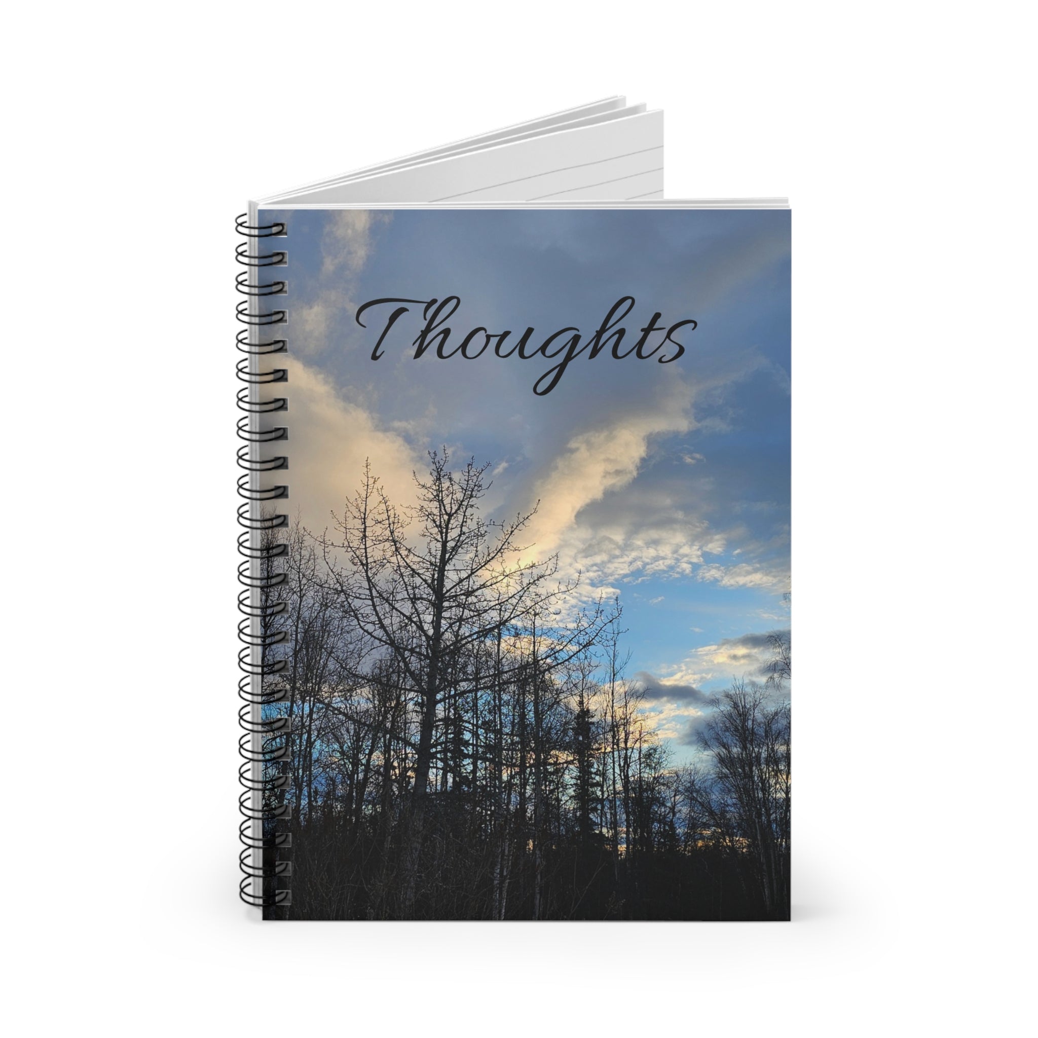 Sunset Clouds Over Bare Trees Thoughts Spiral Notebook, Ruled Journal