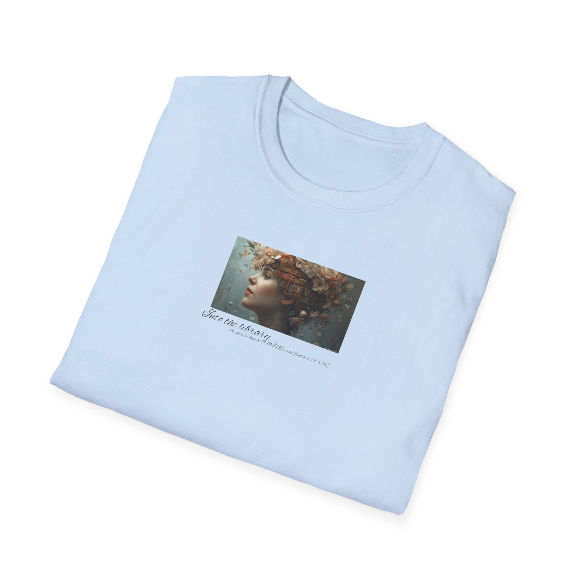 Floral into the library T-Shirt | Woman Face Art, Botanical Hair