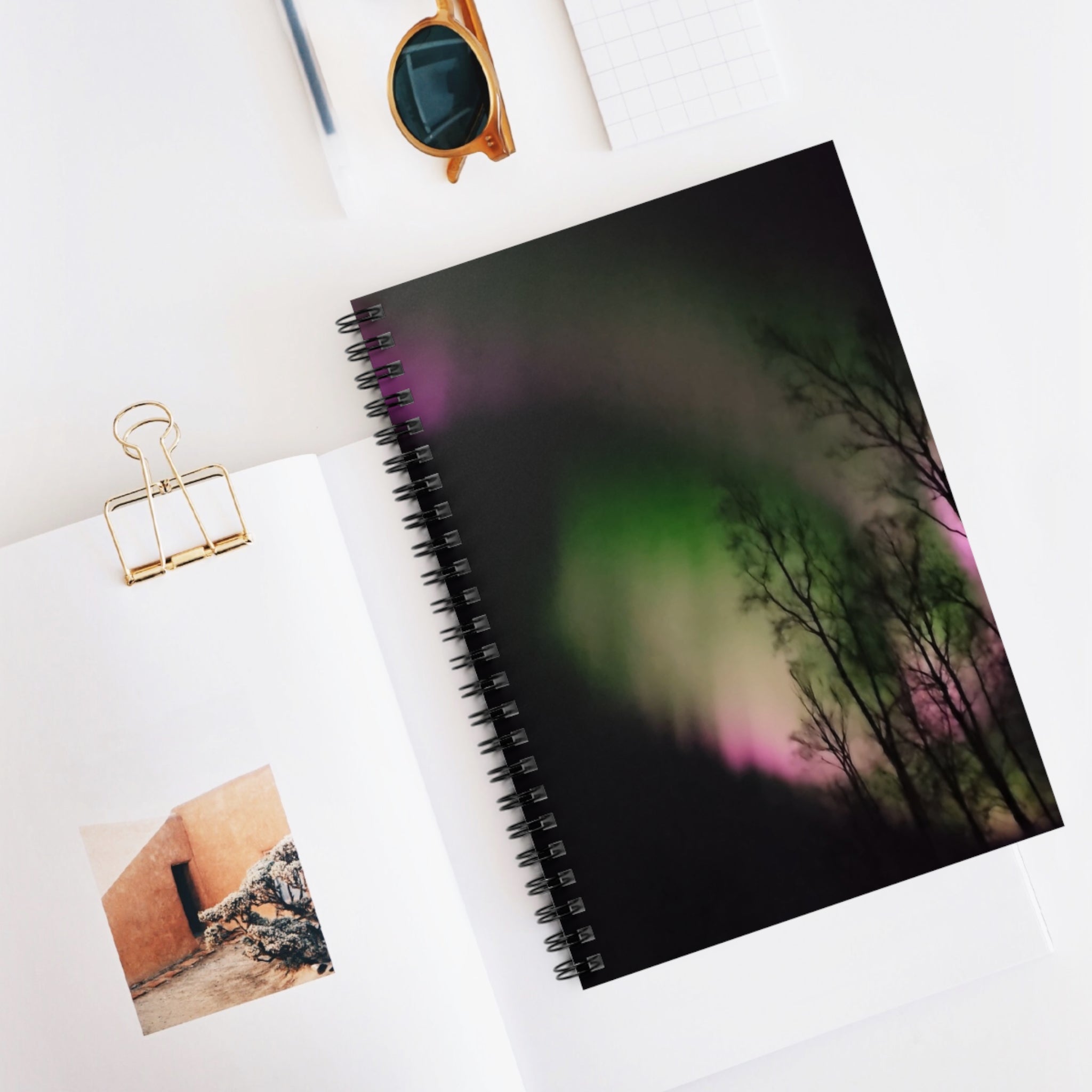 Aurora Night Spiral Notebook — Ruled Journal with Northern Lights Cover